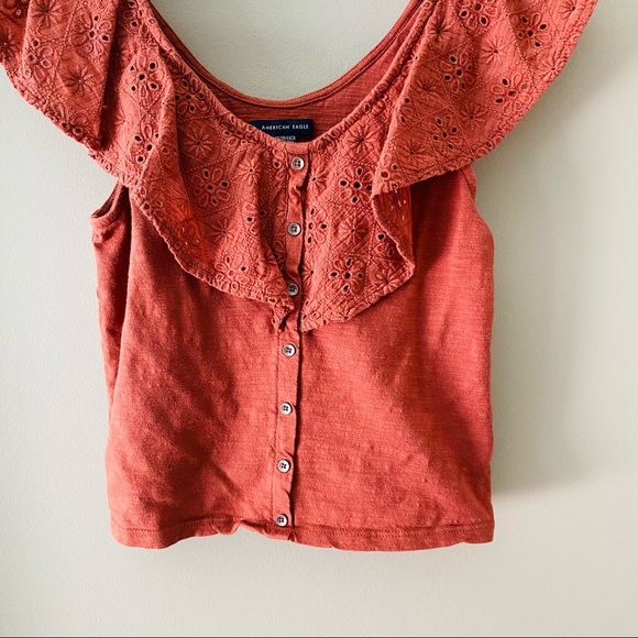 American Eagle Crop Tank Top Rust Sz XS - Picture 3 of 8